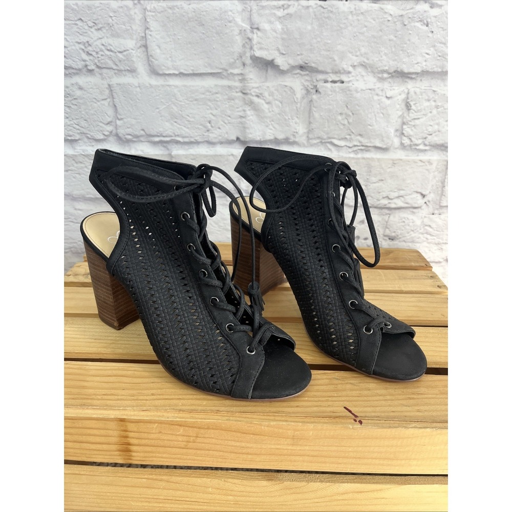 Jessica Simpson Boho Western Festival Woven Peep Toe Lace Up Booties Size 9
